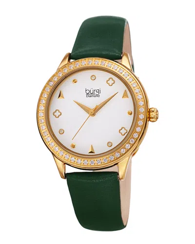Burgi Women's Leather Diamond Watch
