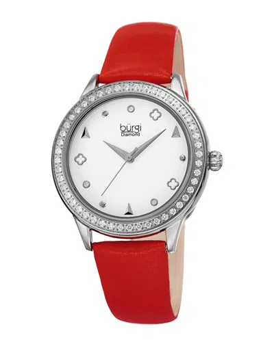 Burgi Women's Leather Diamond Watch