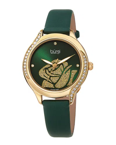 Burgi Women's Leather Diamond Watch