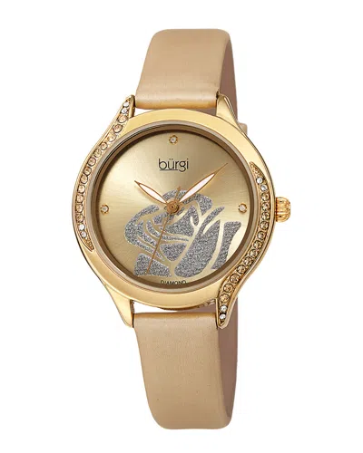 Burgi Women's Leather Diamond Watch In Gold