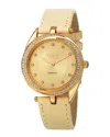 Burgi Women's Leather Diamond Watch In Neutral