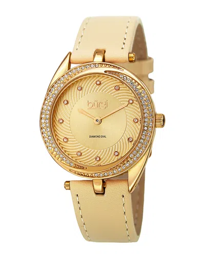 Burgi Women's Leather Diamond Watch In Neutral