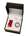 Burgi Women's Leather Interchangeable Watch & Pendant Necklace Set