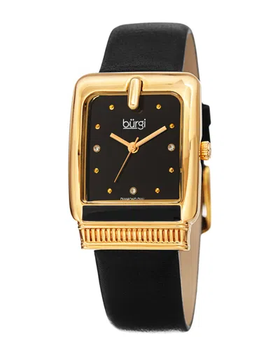 Burgi Women's Leather Watch In Black
