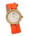 Burgi Women's Safiano Pattern Genuine Leather Double Wrap Strap Diamond Watch
