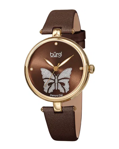 Burgi Women's Satin Leather Diamond Watch