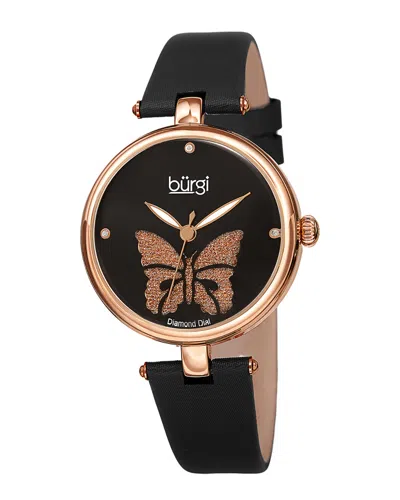 Burgi Women's Satin Leather Diamond Watch