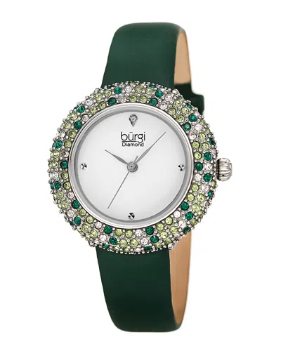 Burgi Women's Satin Over Leather Diamond Watch In Neutral