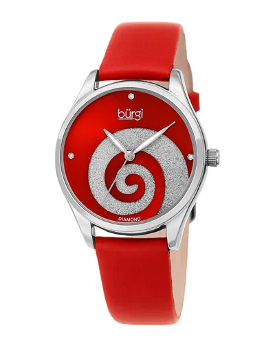 Burgi Women's Satin Over Leather Diamond Watch