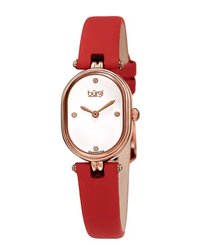 Burgi Women's Satin Over Leather Diamond Watch