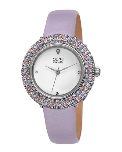 Burgi Women's Satin Over Leather Diamond Watch