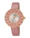 Burgi Women's Satin Over Leather Watch