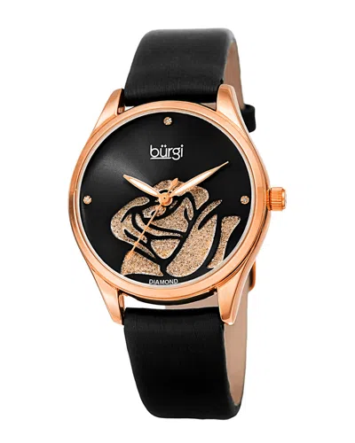 Burgi Women's Satin Over Leather Watch