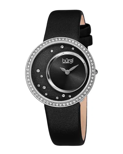 Burgi Women's Satin Over Leather Watch In Black