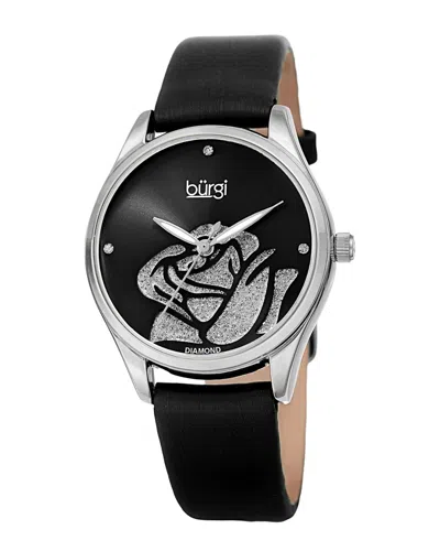 Burgi Women's Satin Over Leather Watch In Black