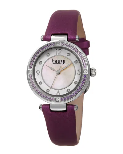 Burgi Women's Satin Over Leather Watch In Purple