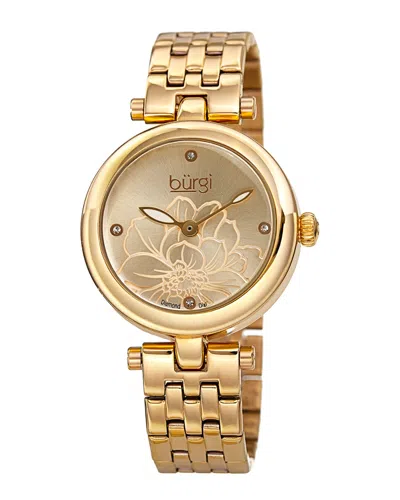 Burgi Women's Stainless Steel Diamond Watch In Gold