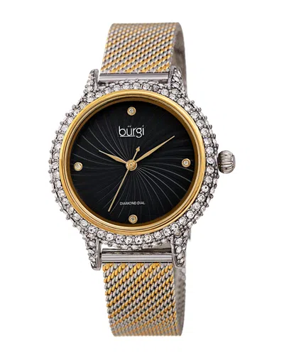 Burgi Women's Stainless Steel Mesh Diamond Watch