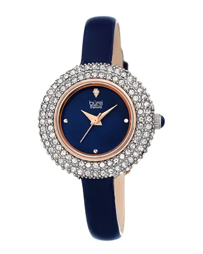 Burgi Women's Swaroski Encrusted & Diamond Marker Watch In Blue