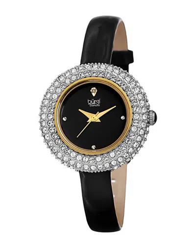 Burgi Women's Swarovski Encrusted Diamond Marker Watch In Black