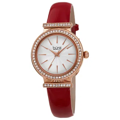 Burgi Women's Genuine Patent Leather Watch In Red