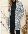 Burgundy Apparel Animal Print Cardigan In Black In White