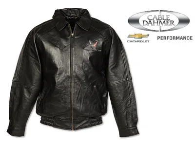 Pre-owned Burk's Bay With Tags C8 Corvette Black Lambskin Leather Bomber Jacket M L Xl