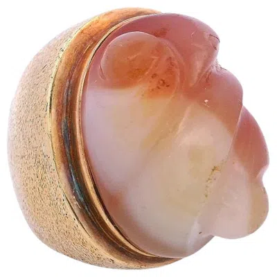 Pre-owned Burle Marx Brazil 18kt Yellow Gold Forma Livre Agate Ring