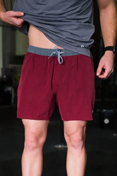 Burlebo Acitve Athletic Shorts In Maroon - White Camo Liner In Burgundy