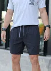 Burlebo Athletic Shorts In Black With Camo Liner In Blue
