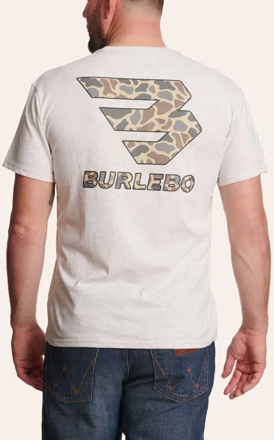 Burlebo Men's Ash Gray Flying B Deer Camo Logo T-shirt In White