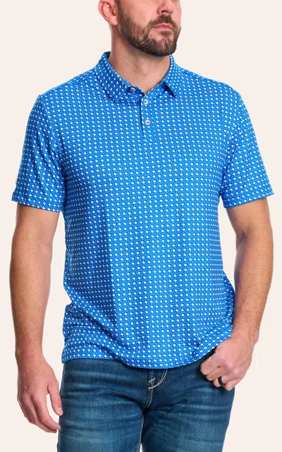 Burlebo Men's Blue Texas Print Performance Polo