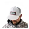 Burlebo Men's  Grey Patch Adjustable Hat In White