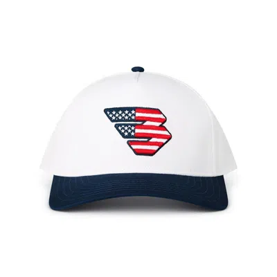 Burlebo Men's  Patriotic Flying B Logo Adjustable Hat In White