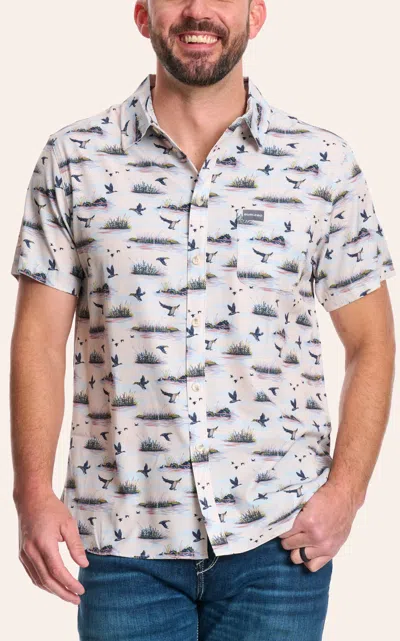 Burlebo Men's Colorful Duck Hunt Print Performance Shirt In Blue