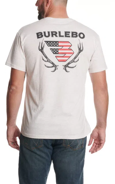 Burlebo Men's Heather Oat Elk Horn Logo T-shirt In White