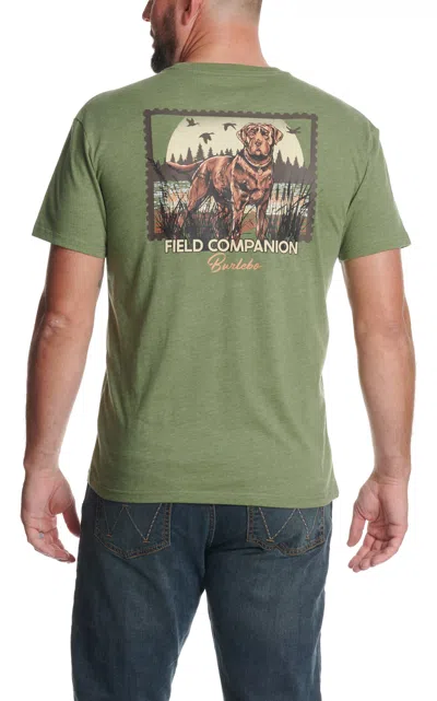 Burlebo Men's Heather Olive Duck Dog Stamp Graphic T-shirt In Green