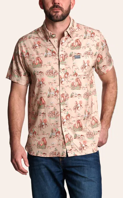 Burlebo Men's Khaki Cowboy Up Print Performance Shirt In Multi
