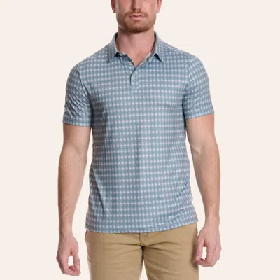 Burlebo Men's Light Blue Texas Diamond Print Performance Polo Shirt