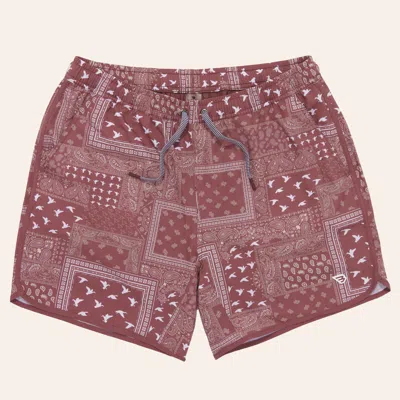 Burlebo Men's Maroon Flying Duck Paisley Print Swim Trunks In Brown