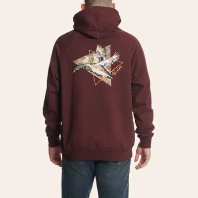 Burlebo Men's Maroon Pintail Duck Graphic Fleece Hoodie In Burgundy