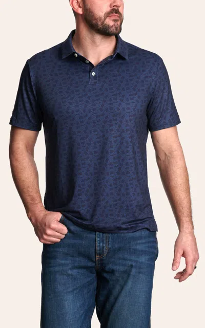 Burlebo Men's Navy Stars And Stripes Performance Polo In Blue