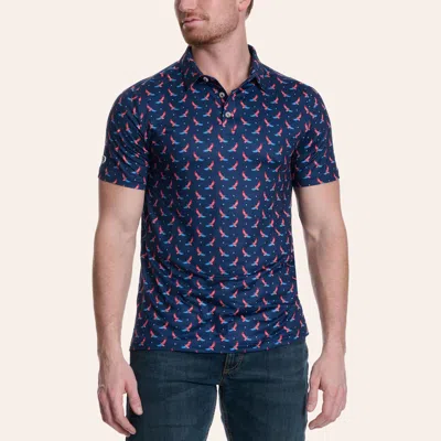 Burlebo Men's Navy Usa Eagle Print Performance Polo Shirt In Blue
