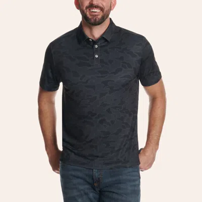 Burlebo Men's Performance Black Camo Print Polo Shirt