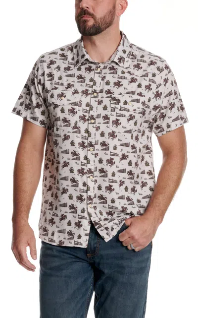 Burlebo Men's Performance Cowboy Country Taupe Western Print Shirt In Multi