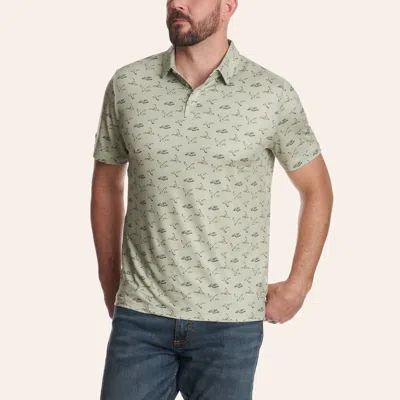 Burlebo Men's Performance Green Flying Duck Print Polo Shirt In Blue
