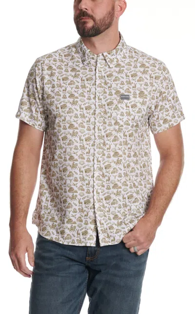 Burlebo Men's Performance White Into The Wild Print Shirt In Neutral