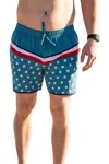 BURLEBO MEN'S SWIM TRUNKS IN BLUE