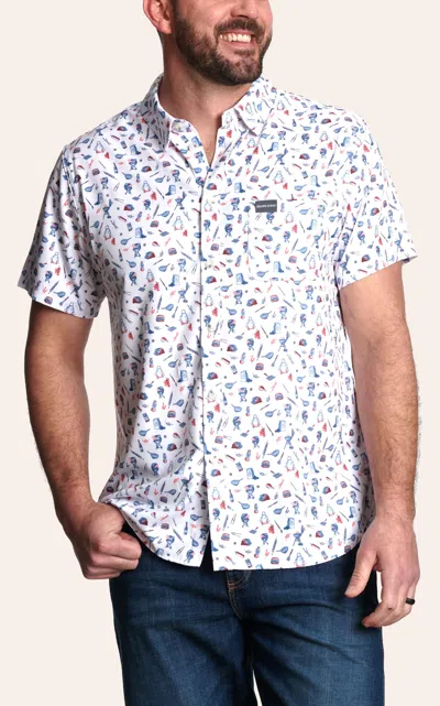 Burlebo Men's White Grillmaster Print Performance Shirt In Multi