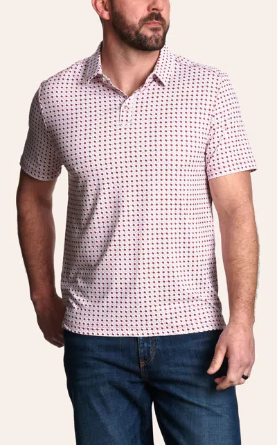 Burlebo Men's White Texas Print Performance Polo In Pink